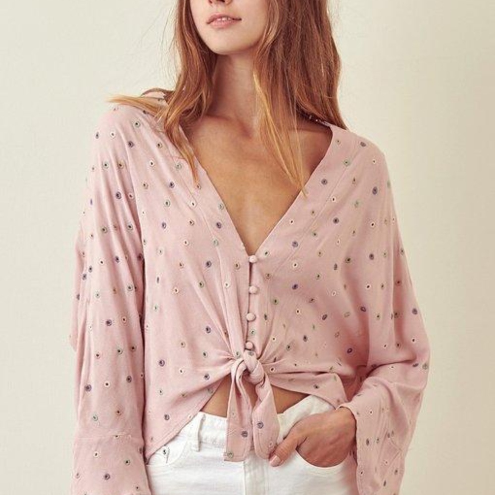 Polka Dot Pink Tie Top